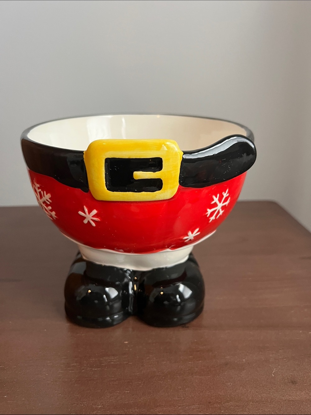 Holiday Santa Belt Ceramic Bowl - Red